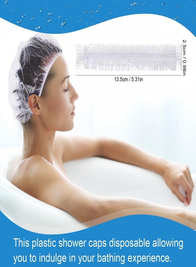 Lagincig 100PCS Shower Caps for Women Disposable, Large Shower Cap for Long Hair, Waterproof Plastic Shower Caps Disposable for Shower, Salon, Travel & Disposable Shower Caps for Sourdough - Image 5